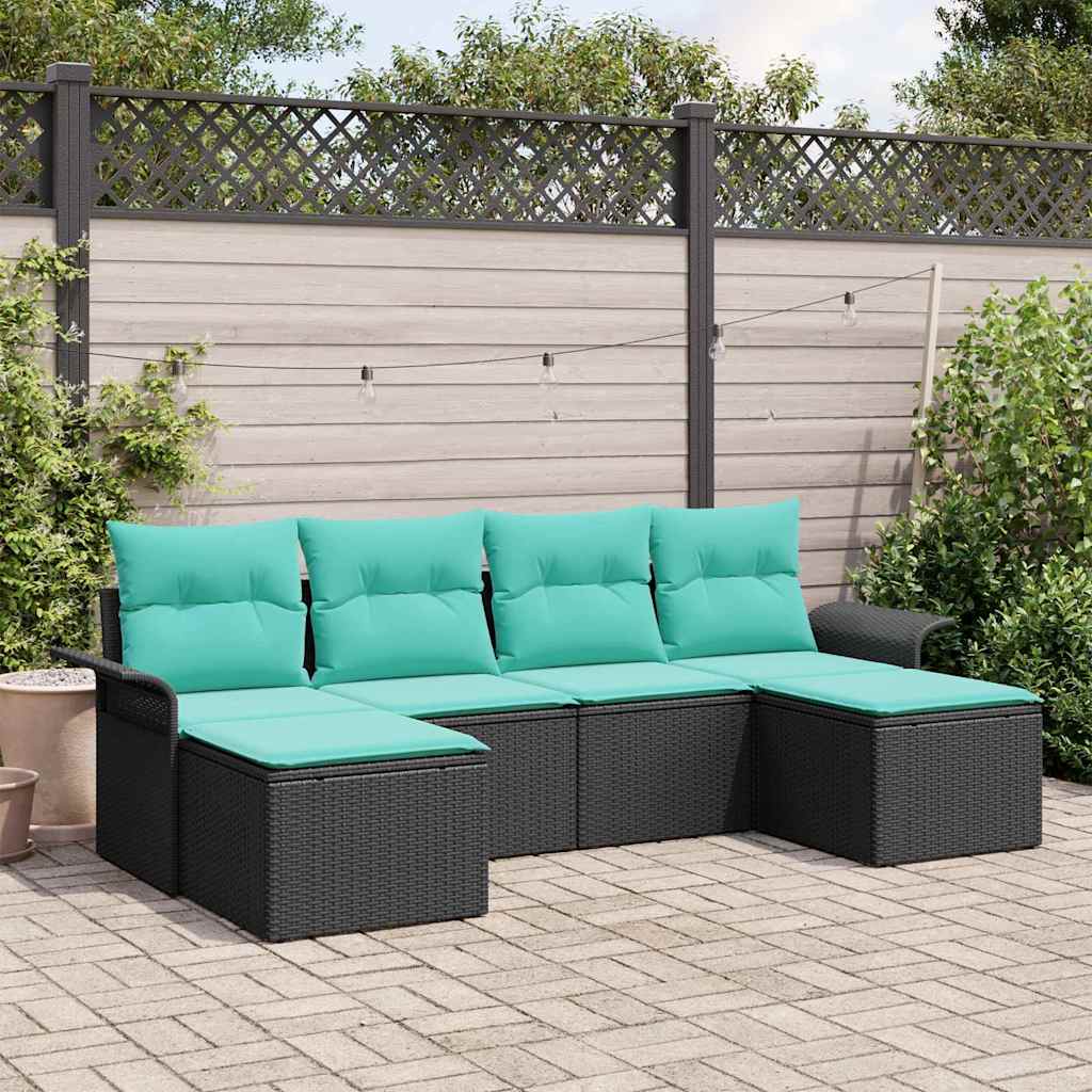 Conjunto de sofá de jardín 6 pcs Marrón ratán sintético
