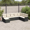 Conjunto de sofá de jardín 8 pcs Negro ratán sintético