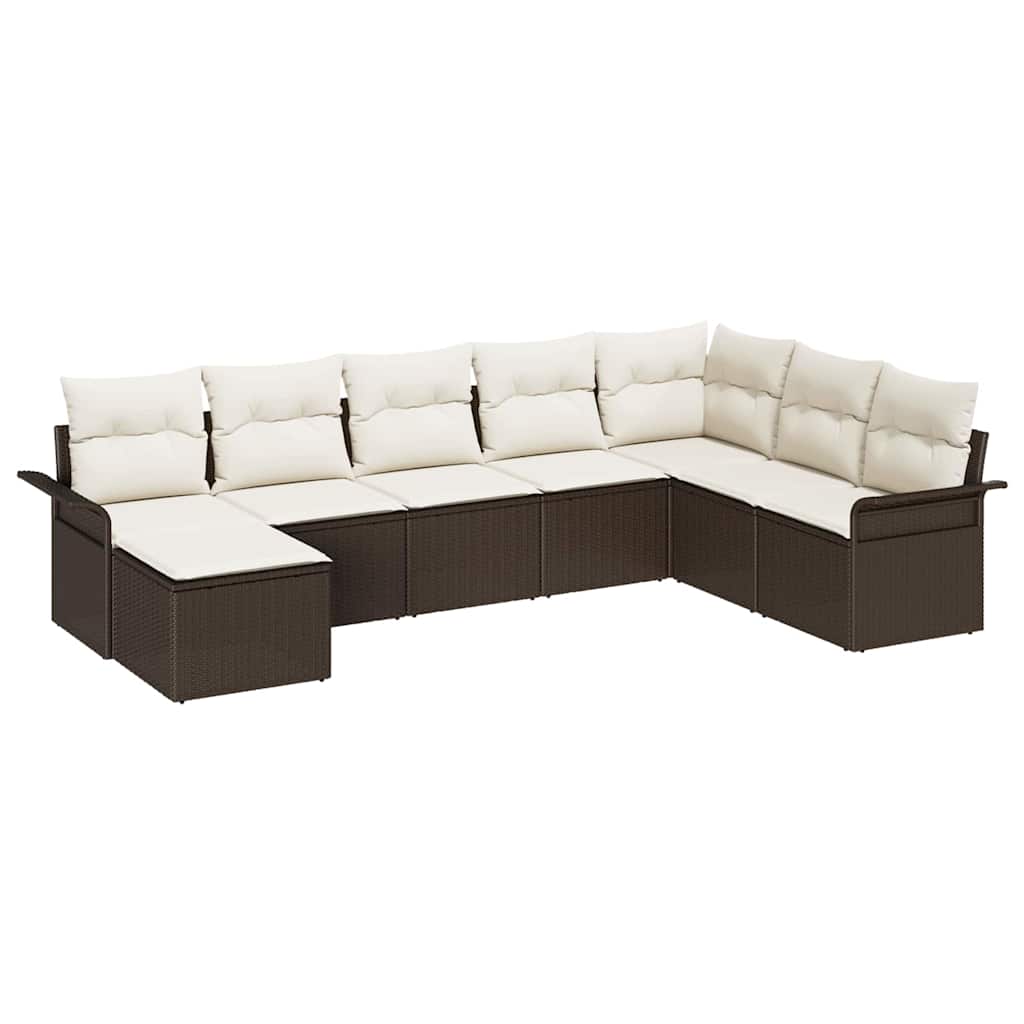 Conjunto de sofá de jardín 8 pcs Marrón ratán sintético