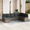 Conjunto de sofá de jardín con cojín 8 pcs Gris ratán sintético