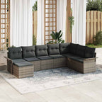 Conjunto de sofá de jardín con cojín 8 pcs Gris ratán sintético