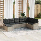 Conjunto de sofá de jardín 8 pcs Gris Claro ratán sintético