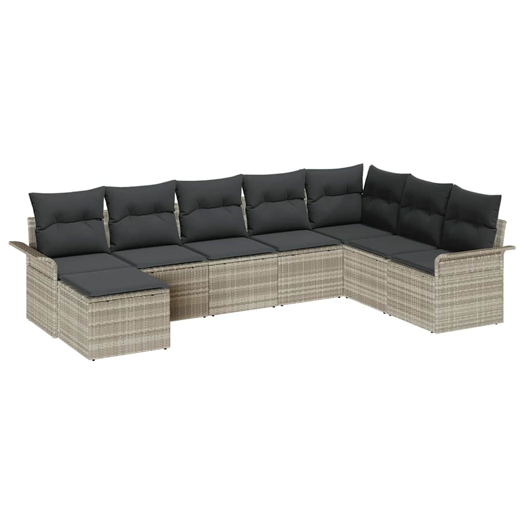 Conjunto de sofá de jardín 8 pcs Gris Claro ratán sintético