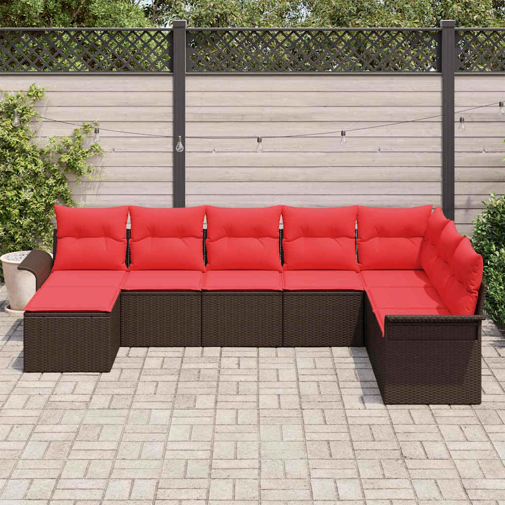 Conjunto de sofá de jardín 8 pcs Marrón ratán sintético