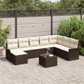 Conjunto de sofá de jardín con cojín 9 pcs Marrón Poliratán