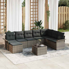 Conjunto de sofá de jardín con cojín 9 pcs Gris Poliratán