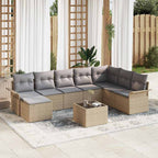 Conjunto de sofá de jardín 9 pcs Beige ratán sintético