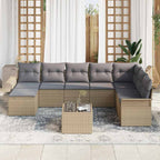 Conjunto de sofá de jardín 9 pcs Beige ratán sintético