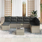 Conjunto de sofá de jardín con cojín 9 pcs Gris claro Poliratán