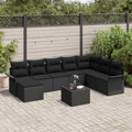 Conjunto de sofá de jardín 9 pcs Negro ratán sintético