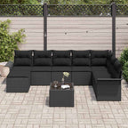 Conjunto de sofá de jardín 9 pcs Negro ratán sintético