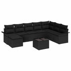 Conjunto de sofá de jardín 9 pcs Negro ratán sintético