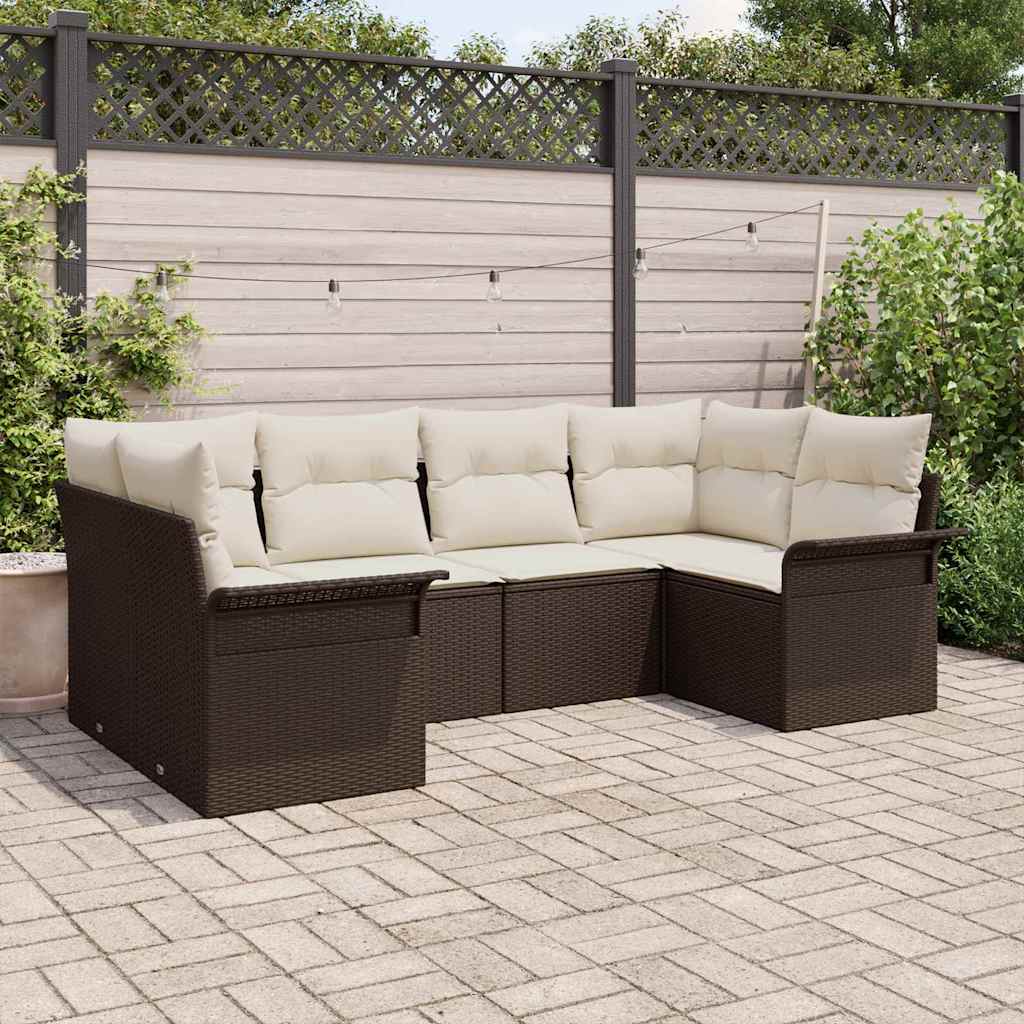 Conjunto de sofás de jardín 6 pcs Gris ratán sintético