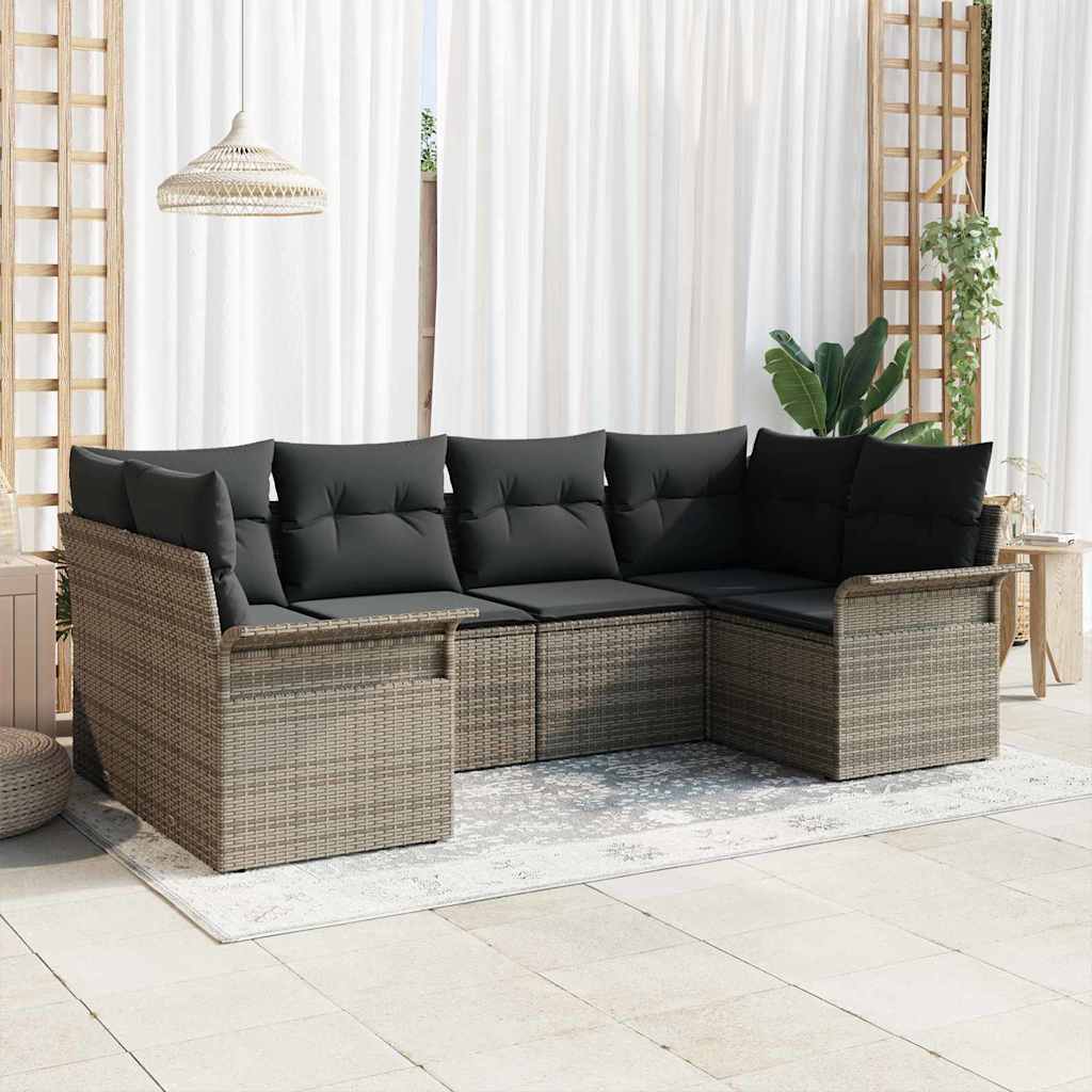 Conjunto de sofás de jardín 6 pcs Beige y Gris Claro
