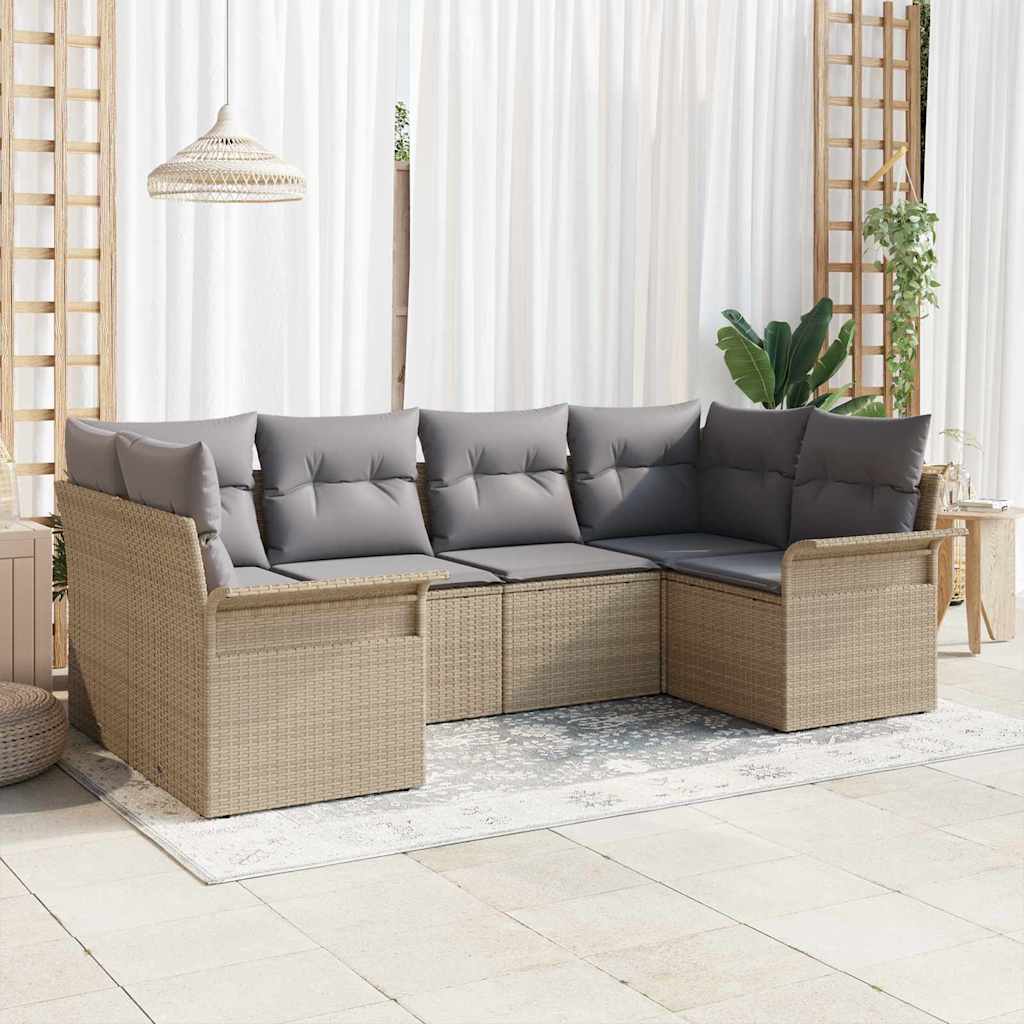 Conjunto de sofás de jardín 5 pcs Beige ratán sintético