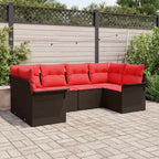 Conjunto de sofá de jardín 6 pcs Marrón ratán sintético