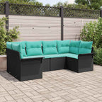 Conjunto de sofá de jardín con cojín 6 pcs Negro Poliratán