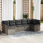 Conjunto de sofá de jardim 7 pcs Bege vime sintético