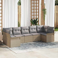 Conjunto de sofá de jardín 7 pcs Beige ratán sintético