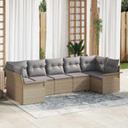 Conjunto de sofá de jardín 7 pcs Beige ratán sintético