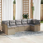Conjunto de sofá de jardim 7 pcs Bege vime sintético