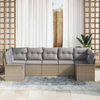 Conjunto de sofá de jardín 7 pcs Beige ratán sintético