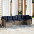 Conjunto de sofá de jardín con cojín 7 pcs Gris Poliratán