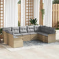 Conjunto de sofás de jardín 10 pcs Beige ratán sintético