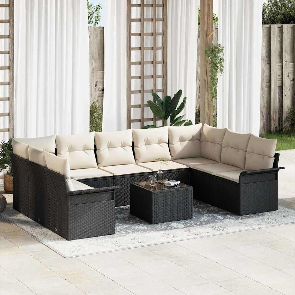 10-piece garden sofa set Synthetic rattan beige