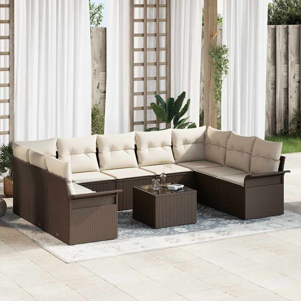 10-piece garden sofa set Synthetic rattan beige