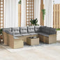 Conjunto de sofás de jardín 10 pcs Beige ratán sintético