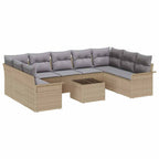 Conjunto de sofás de jardín 10 pcs Beige ratán sintético