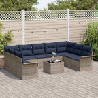 Conjunto de sofá de jardín 10 pcs Gris ratán sintético