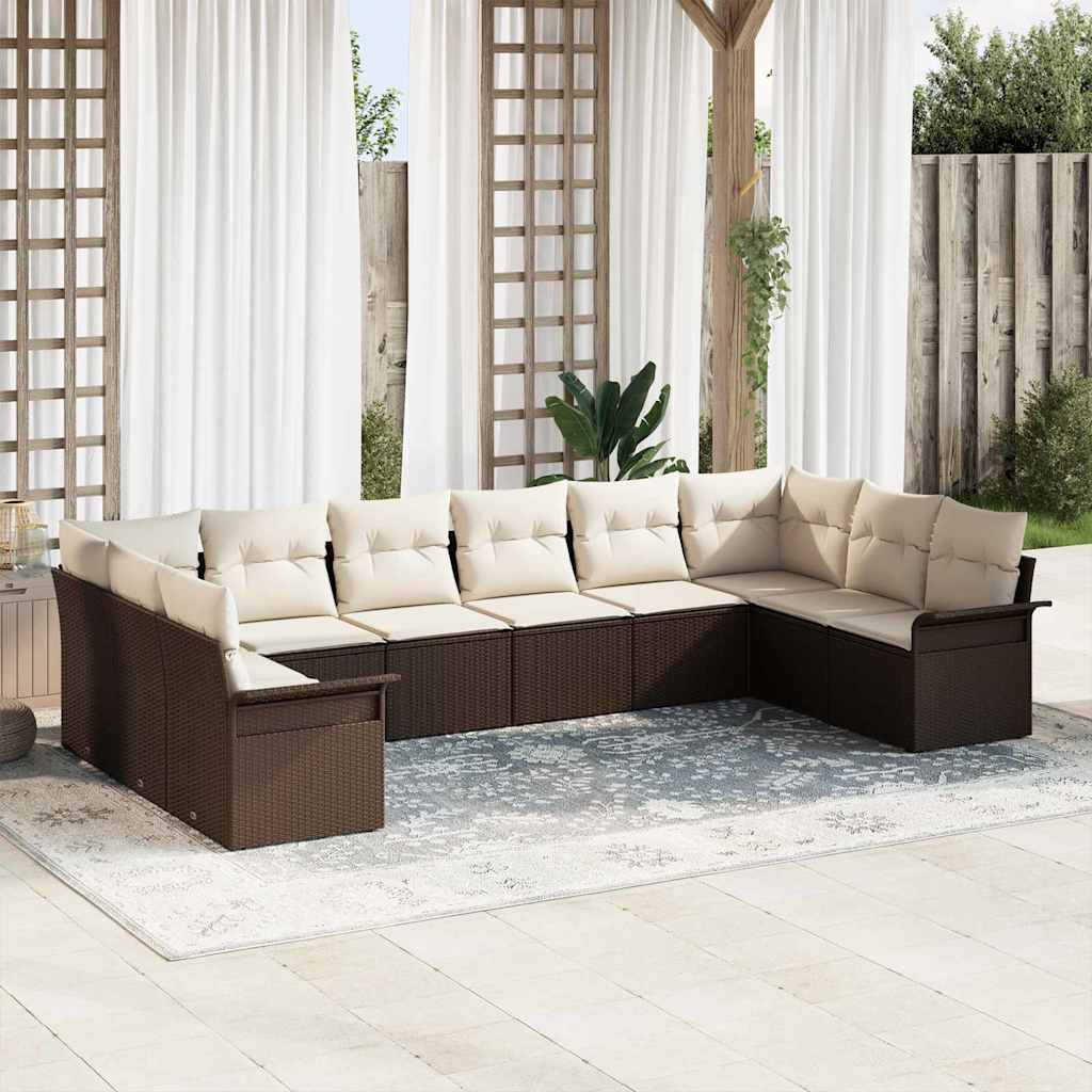 Conjunto de sofá de jardín 10 pcs Beige ratán sintético