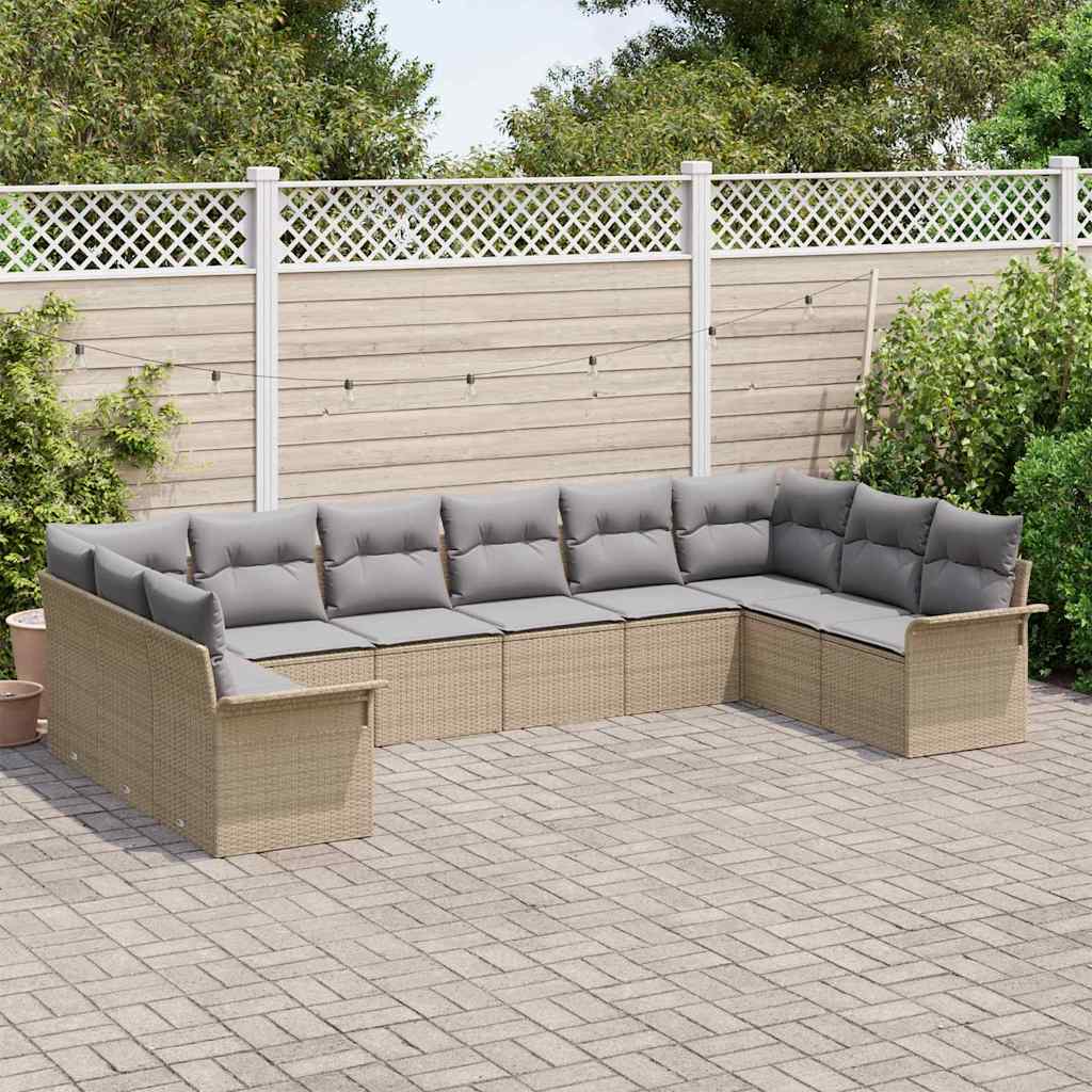 Conjunto de sofá de jardín 10 pcs Beige ratán sintético