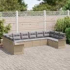 Conjunto de sofá de jardín 10 pcs Beige ratán sintético