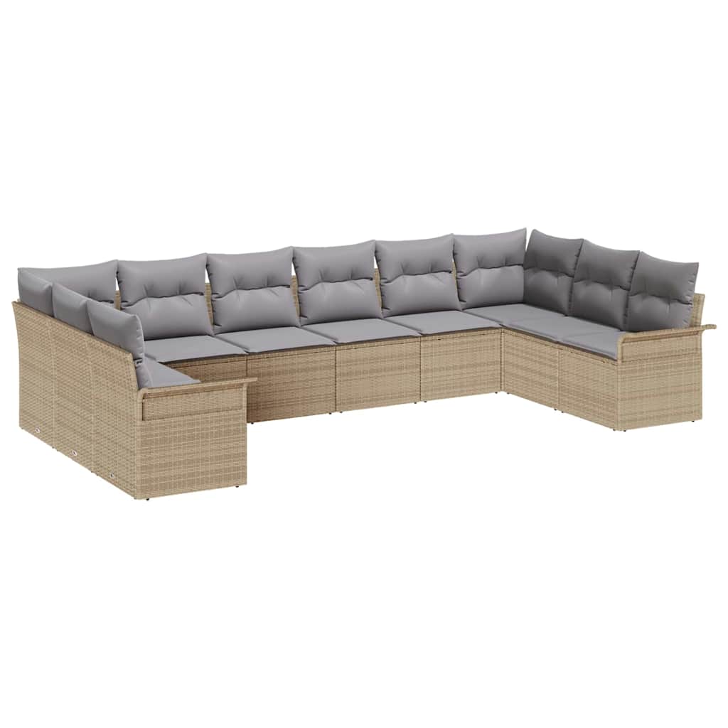 Conjunto de sofá de jardín 10 pcs Beige ratán sintético