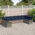 Conjunto de sofá de jardín 10 pcs Gris ratán sintético