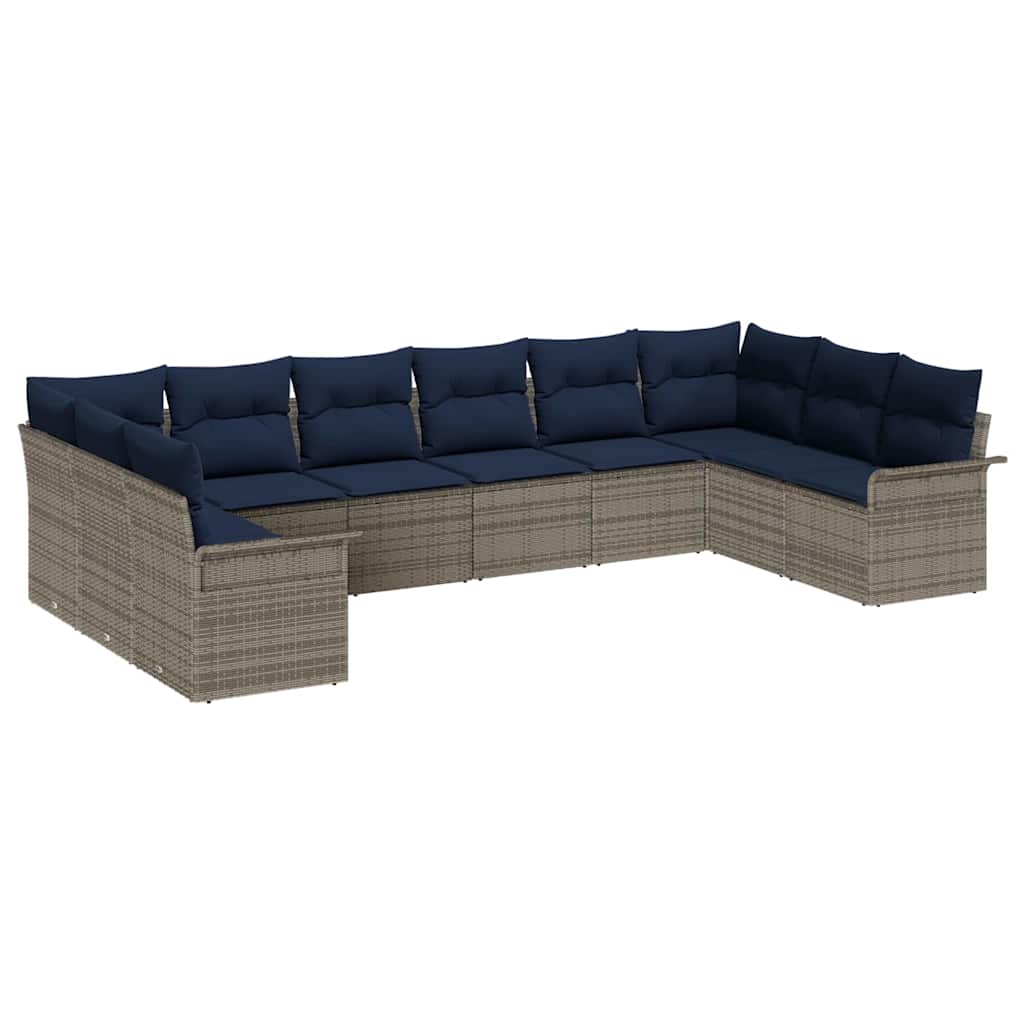 Conjunto de sofá de jardín 10 pcs Gris ratán sintético