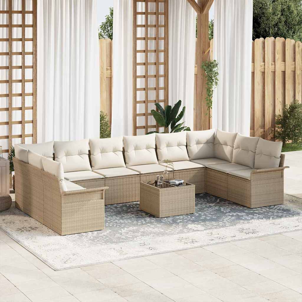 Conjunto de sofá de jardín 9 pcs Marrón ratán sintético