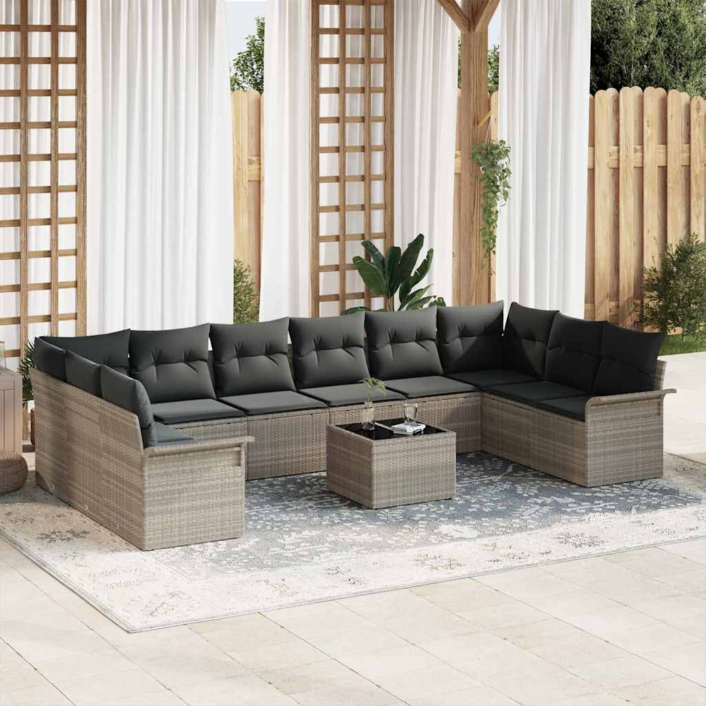 Conjunto de sofá de jardín 10 pcs Beige ratán sintético