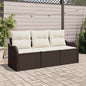 Conjunto de sofás de jardín 3 pcs Beige ratán sintético