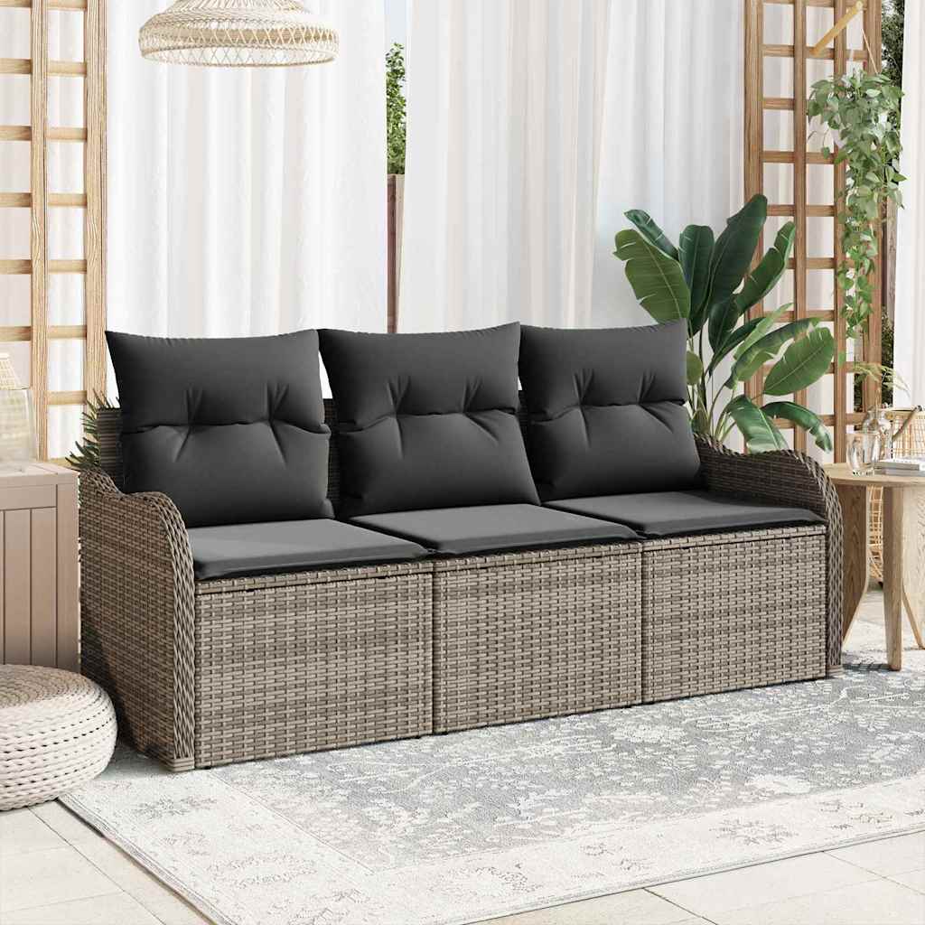3-Piece Garden Sofa Set Beige Synthetic Rattan