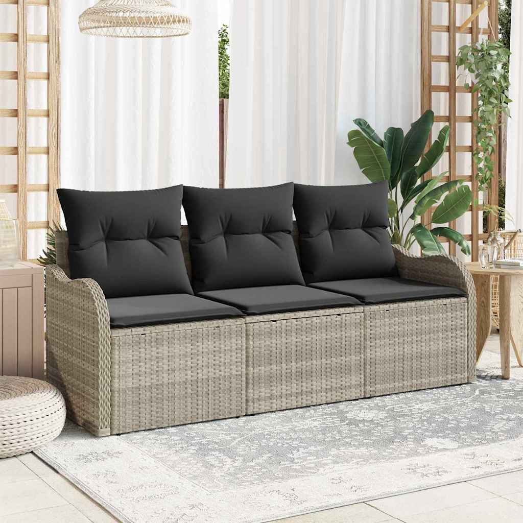 3-Piece Garden Sofa Set Beige Synthetic Rattan