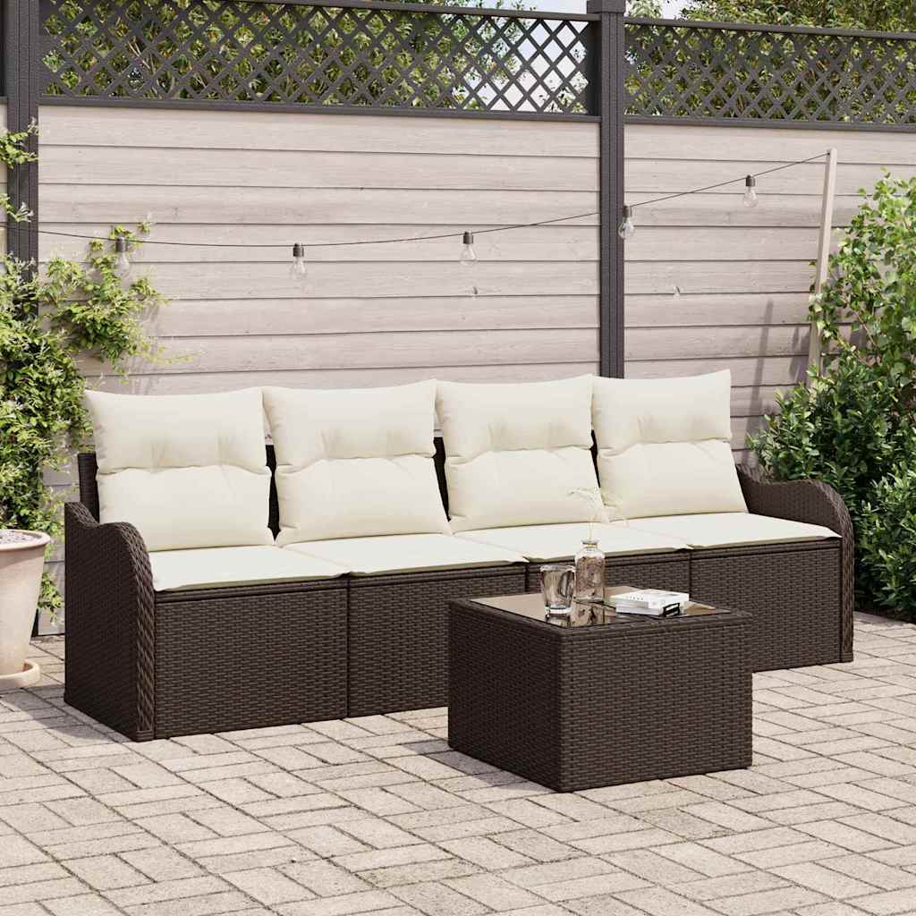 Conjunto de sofá de jardín Beige ratán sintético