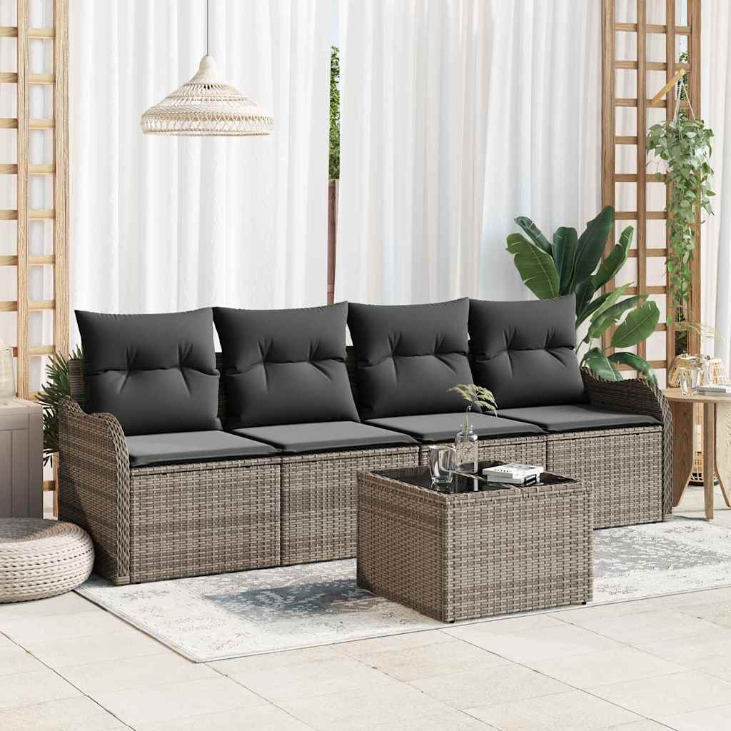 Conjunto de sofá de jardín Beige ratán sintético