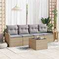 Conjunto de sofá de jardín Beige ratán sintético