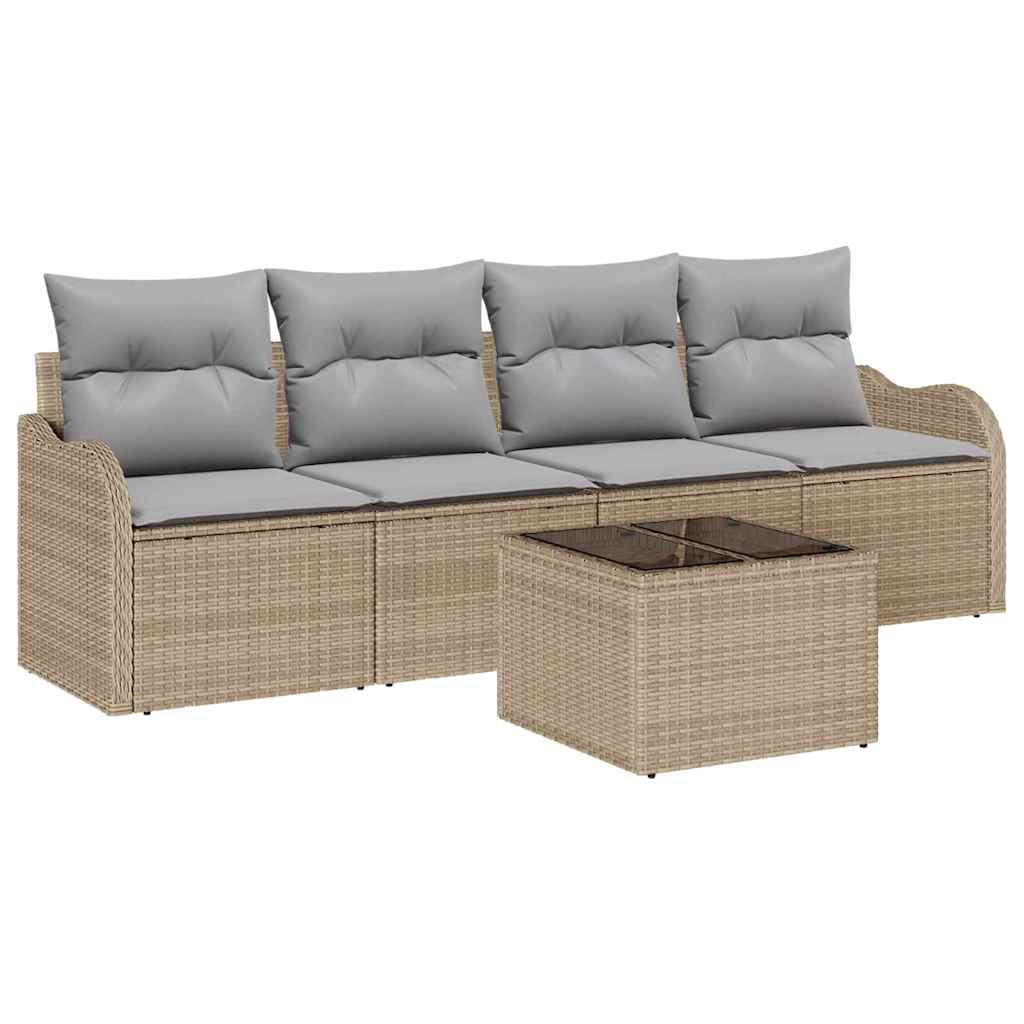 Conjunto de sofá de jardín Beige ratán sintético