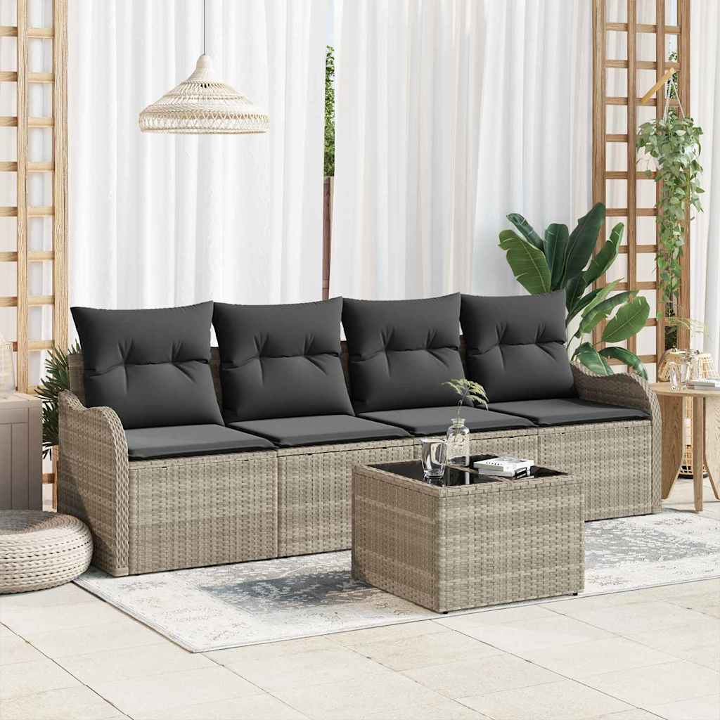 Conjunto de sofá de jardín Beige ratán sintético