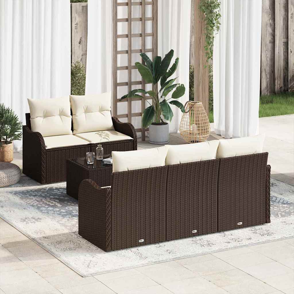 Conjunto de sofá de jardín Beige ratán sintético